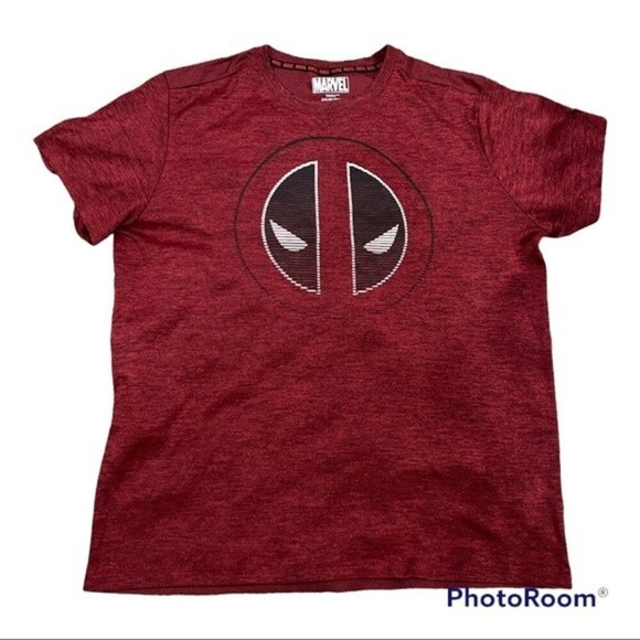 Marvel Deadpool Mens T Shirt Jersey Red Short Sleeve Classic Polyester - Picture 1 of 5